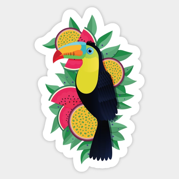 Tropical toucan Sticker by jamesboast